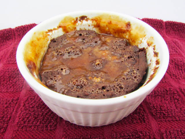 Choc caramel microwave self saucing mug cakes recipe